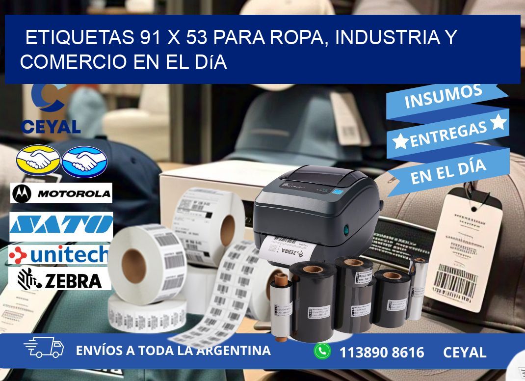 Etiquetas 91 x 53 para Ropa, Industria y Comercio en el Día