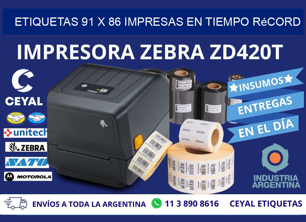 Etiquetas 91 x 86 Impresas en Tiempo Récord