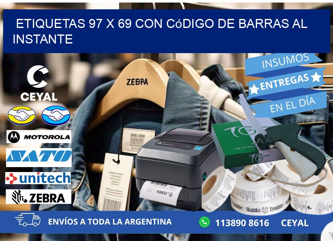 Etiquetas 97 x 69 con Código de Barras al Instante