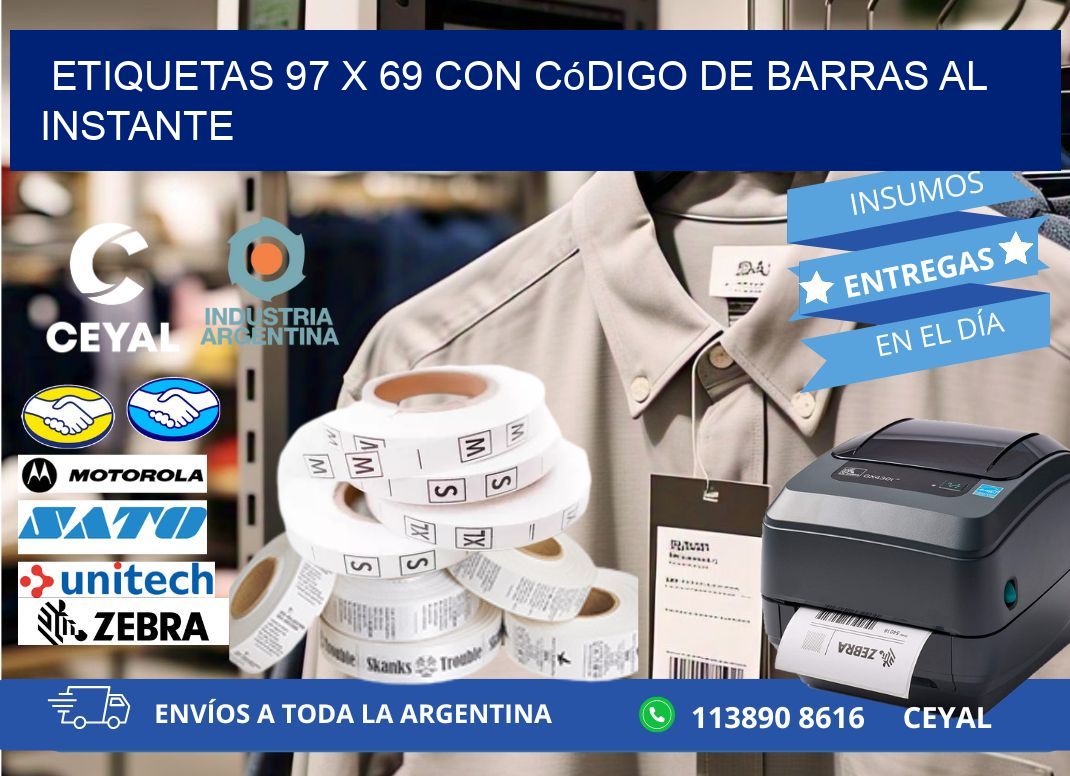 Etiquetas 97 x 69 con Código de Barras al Instante