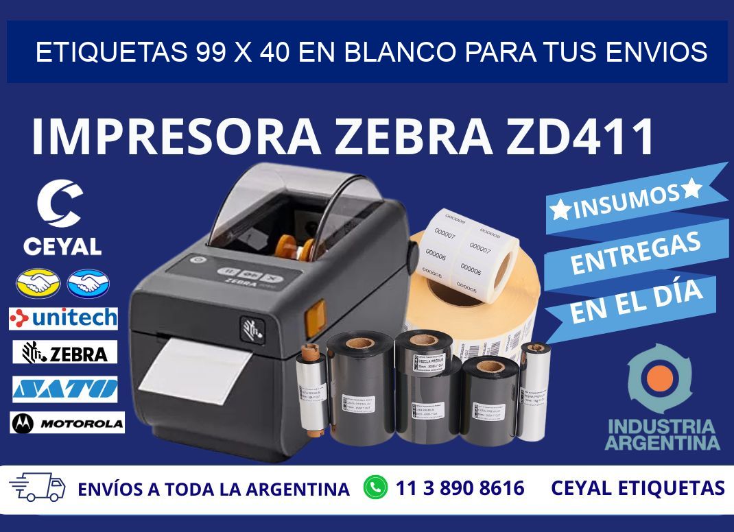 Etiquetas 99 x 40 en blanco para tus envios