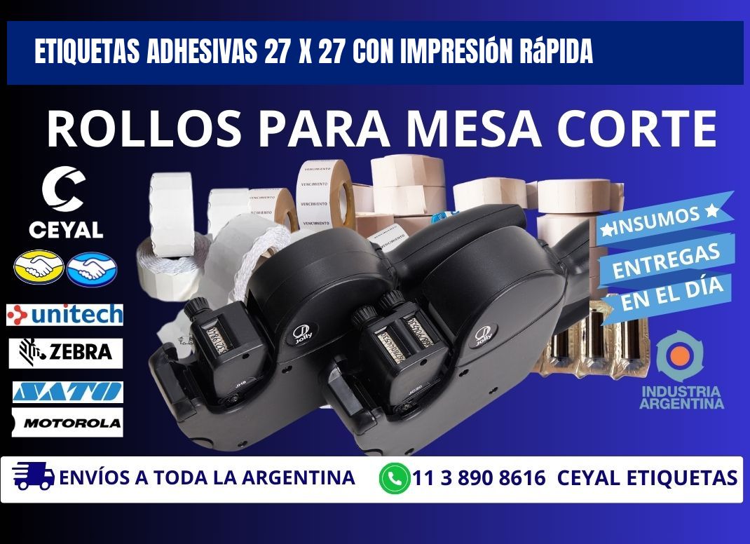 Etiquetas Adhesivas 27 x 27 con Impresión Rápida