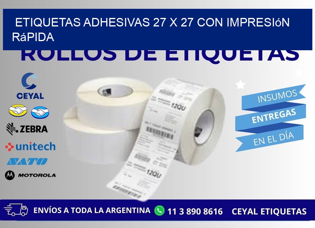 Etiquetas Adhesivas 27 x 27 con Impresión Rápida