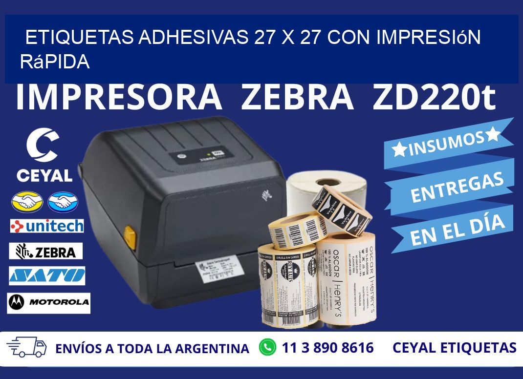 Etiquetas Adhesivas 27 x 27 con Impresión Rápida