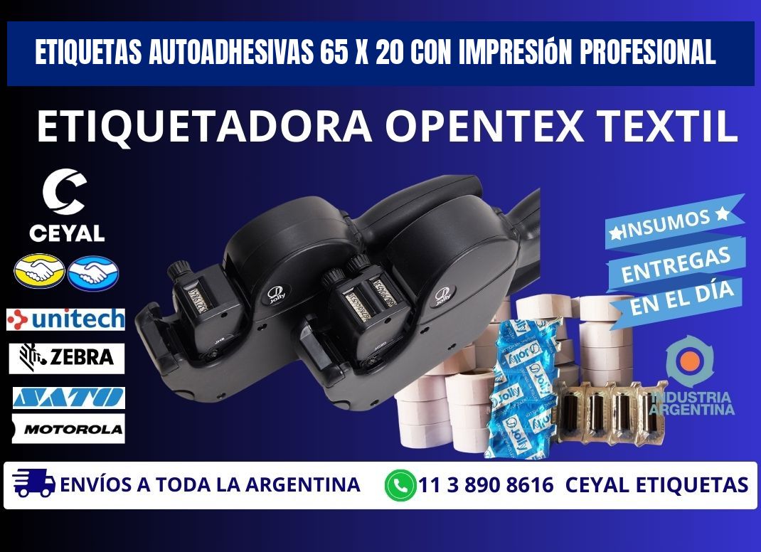 Etiquetas Autoadhesivas 65 x 20 con Impresión Profesional