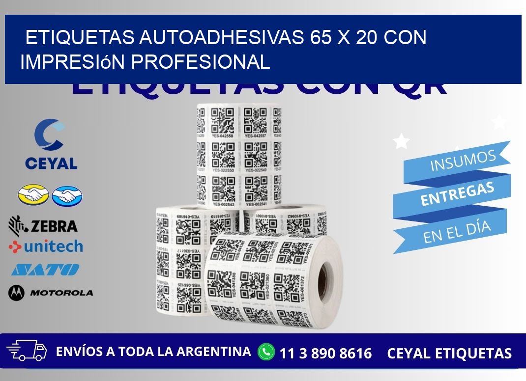 Etiquetas Autoadhesivas 65 x 20 con Impresión Profesional