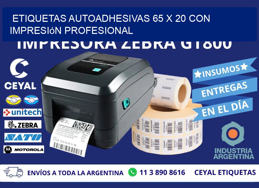 Etiquetas Autoadhesivas 65 x 20 con Impresión Profesional