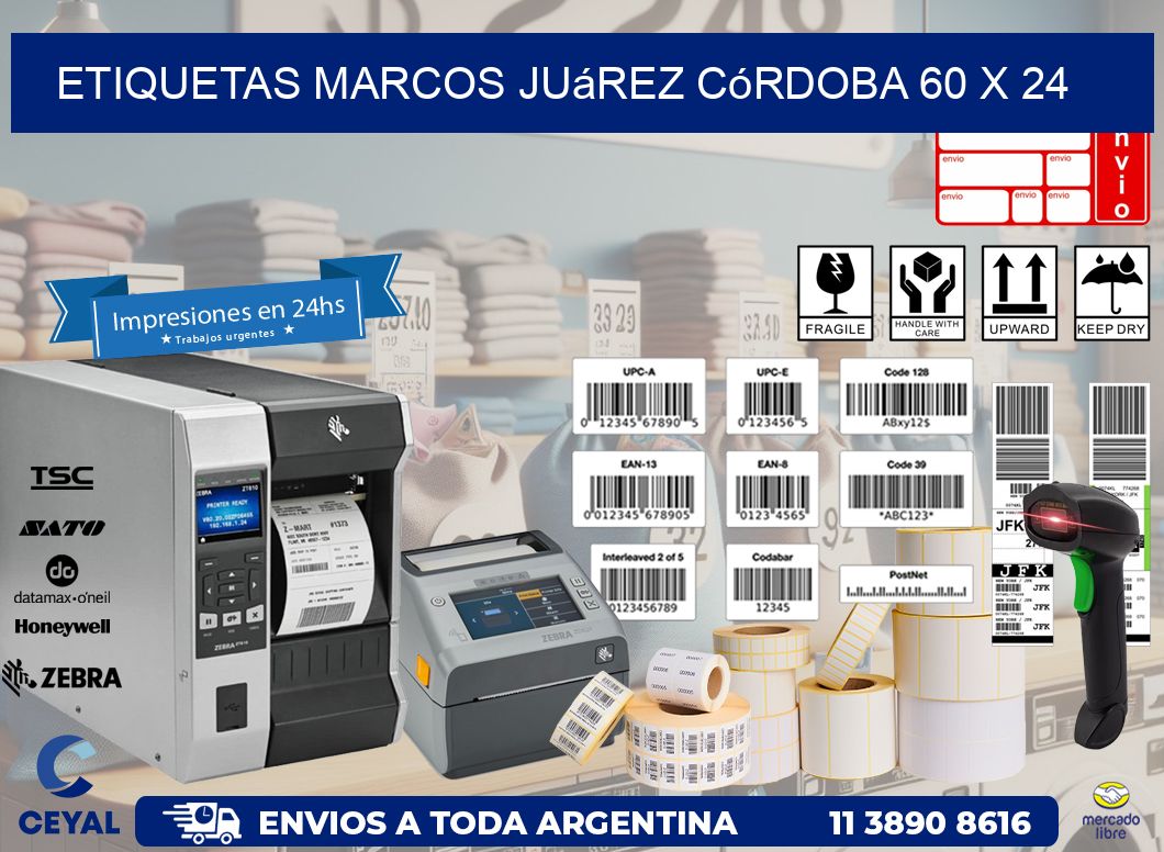 Etiquetas Marcos Juárez Córdoba 60 x 24
