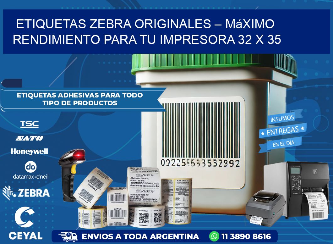 Etiquetas Zebra Originales – Máximo Rendimiento para tu Impresora 32 x 35