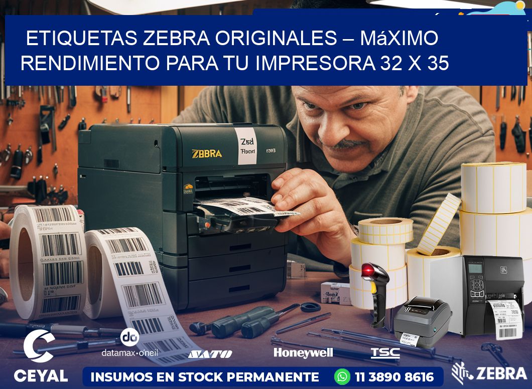 Etiquetas Zebra Originales – Máximo Rendimiento para tu Impresora 32 x 35