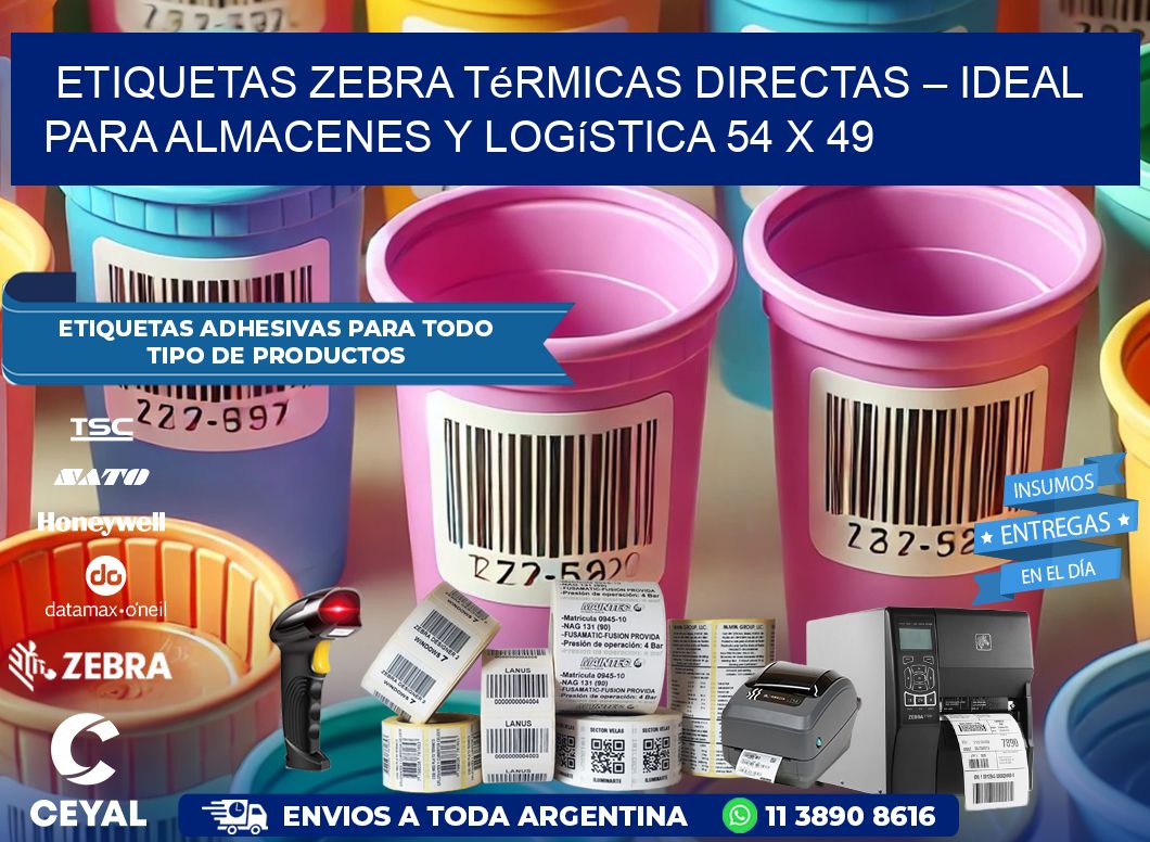 Etiquetas Zebra Térmicas Directas – Ideal para Almacenes y Logística 54 x 49