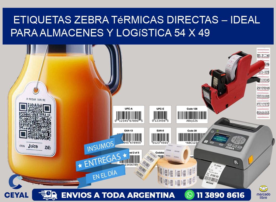 Etiquetas Zebra Térmicas Directas – Ideal para Almacenes y Logística 54 x 49