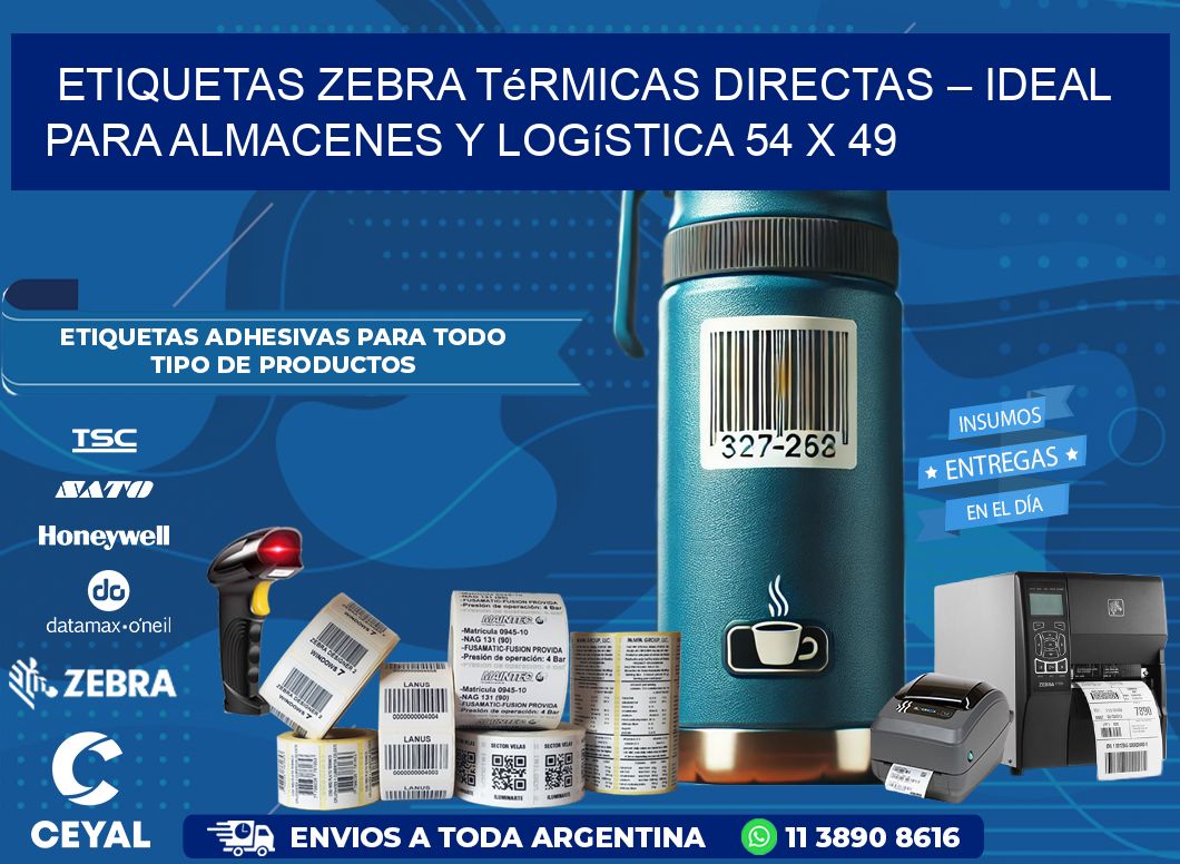 Etiquetas Zebra Térmicas Directas – Ideal para Almacenes y Logística 54 x 49