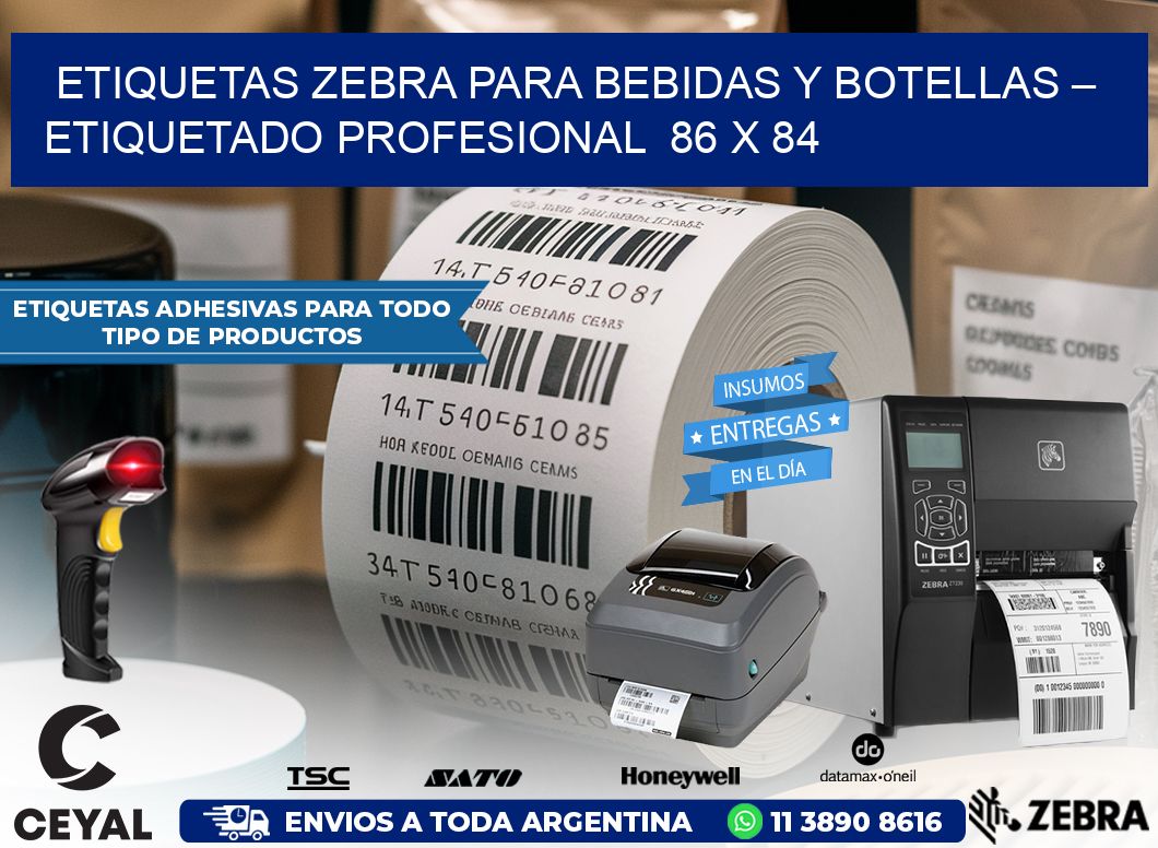 Etiquetas Zebra para Bebidas y Botellas – Etiquetado Profesional  86 x 84