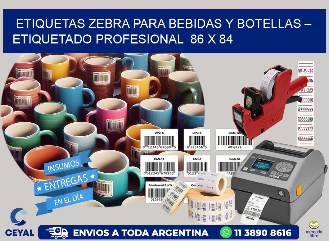 Etiquetas Zebra para Bebidas y Botellas – Etiquetado Profesional  86 x 84