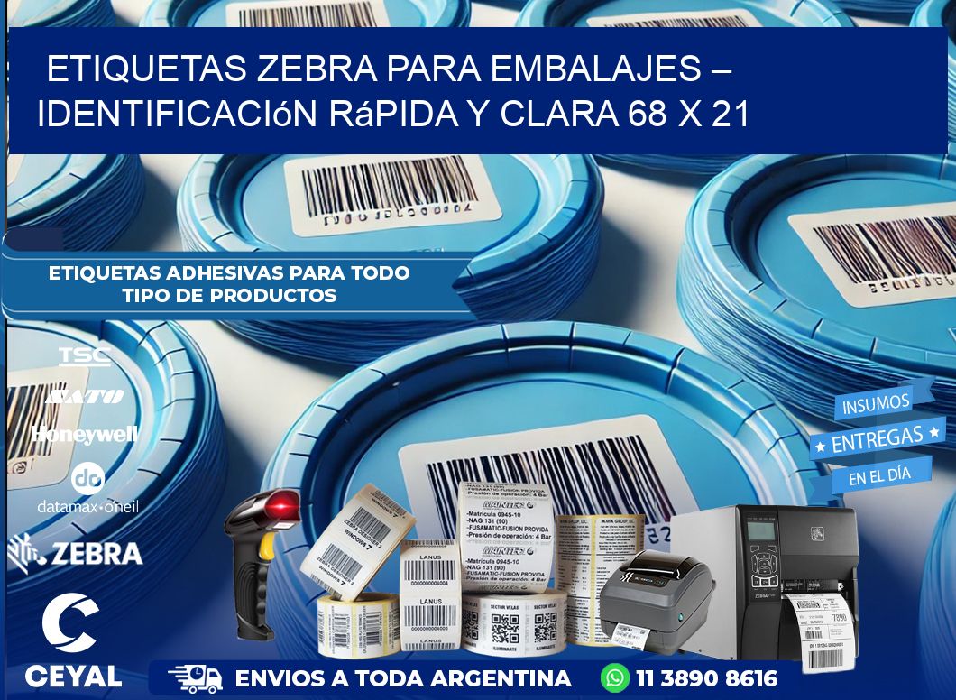 Etiquetas Zebra para Embalajes – Identificación Rápida y Clara 68 x 21