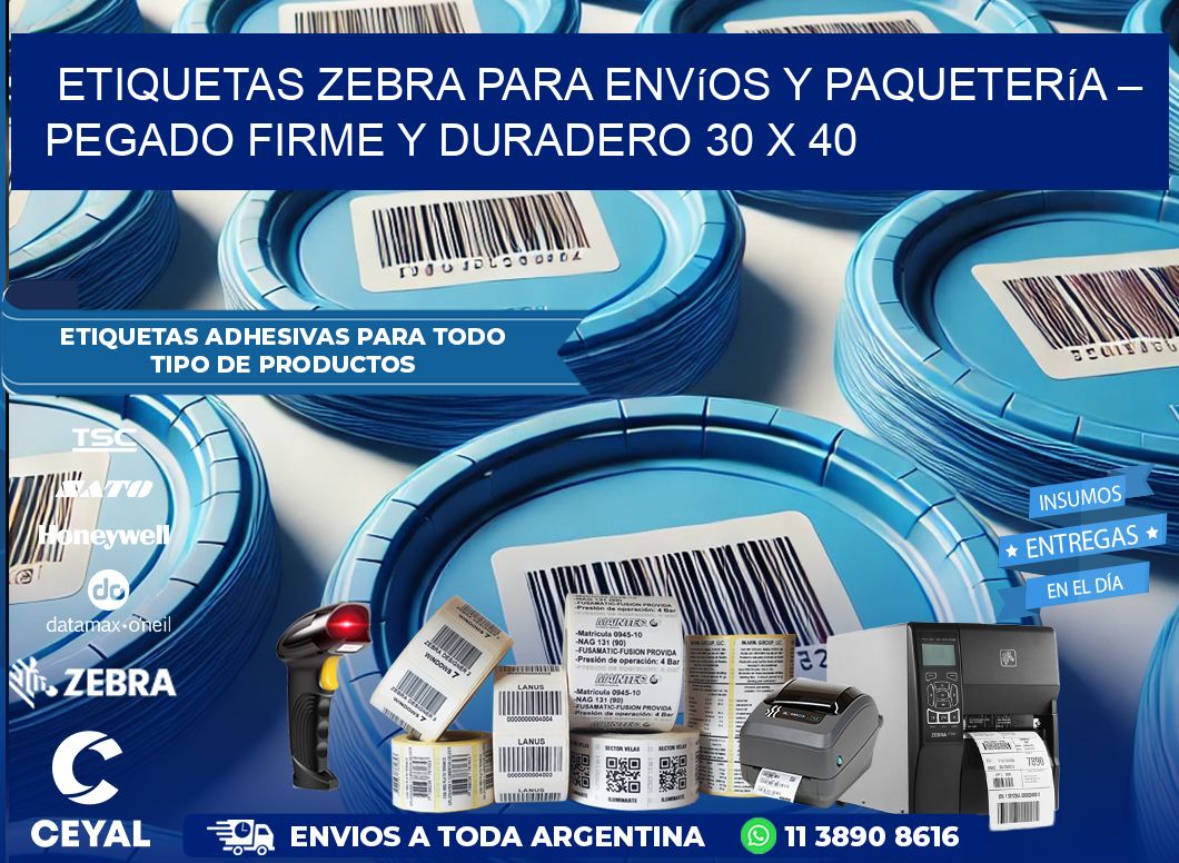 Etiquetas Zebra para Envíos y Paquetería – Pegado Firme y Duradero 30 x 40