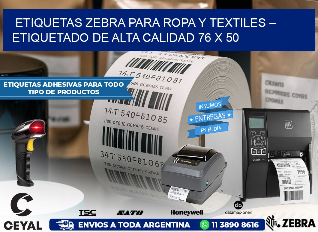 Etiquetas Zebra para Ropa y Textiles – Etiquetado de Alta Calidad 76 x 50