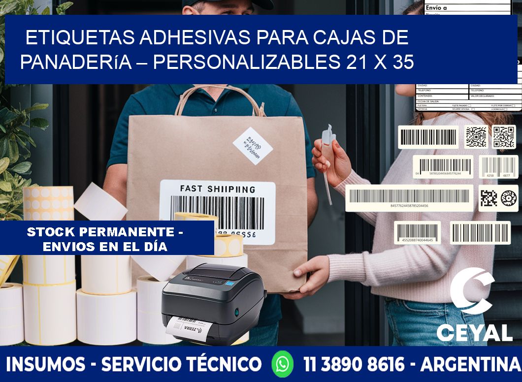 Etiquetas adhesivas para cajas de panadería – Personalizables 21 x 35