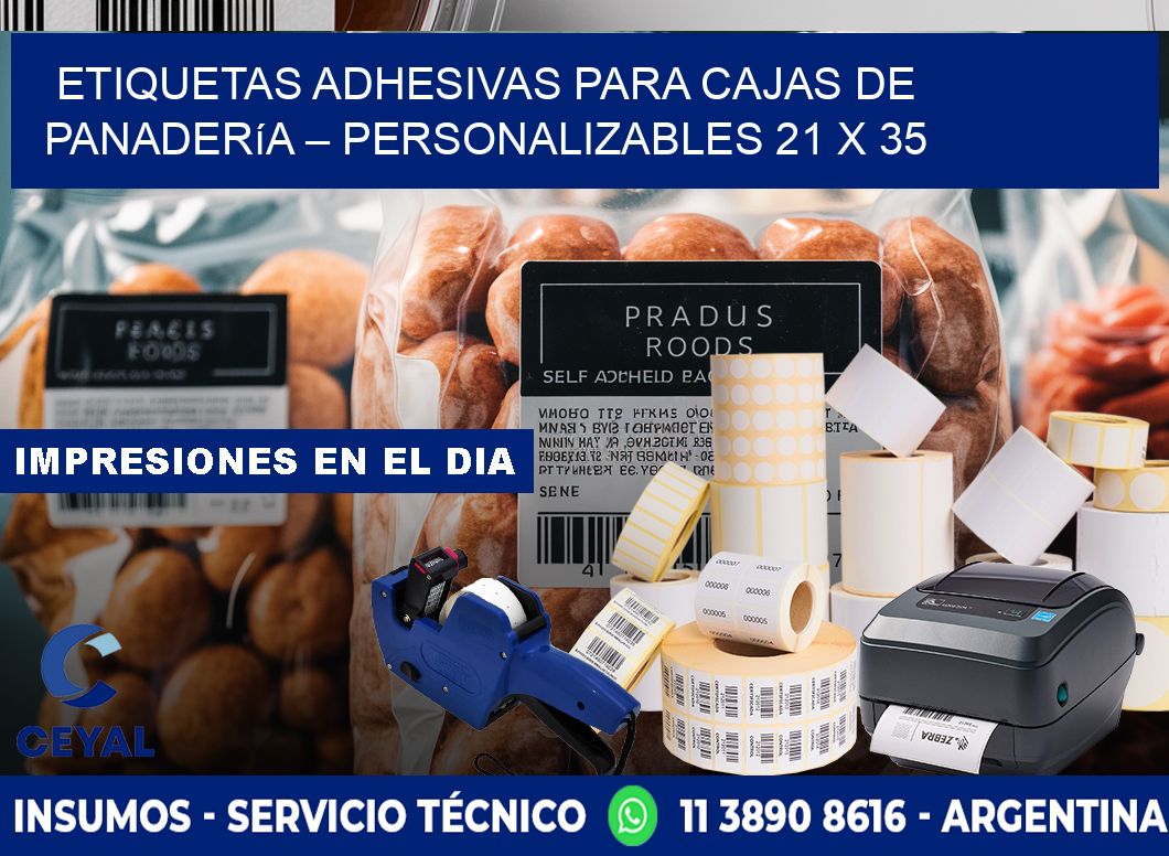 Etiquetas adhesivas para cajas de panadería – Personalizables 21 x 35