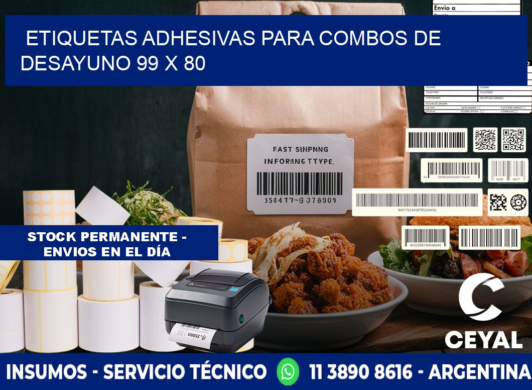 Etiquetas adhesivas para combos de desayuno 99 x 80