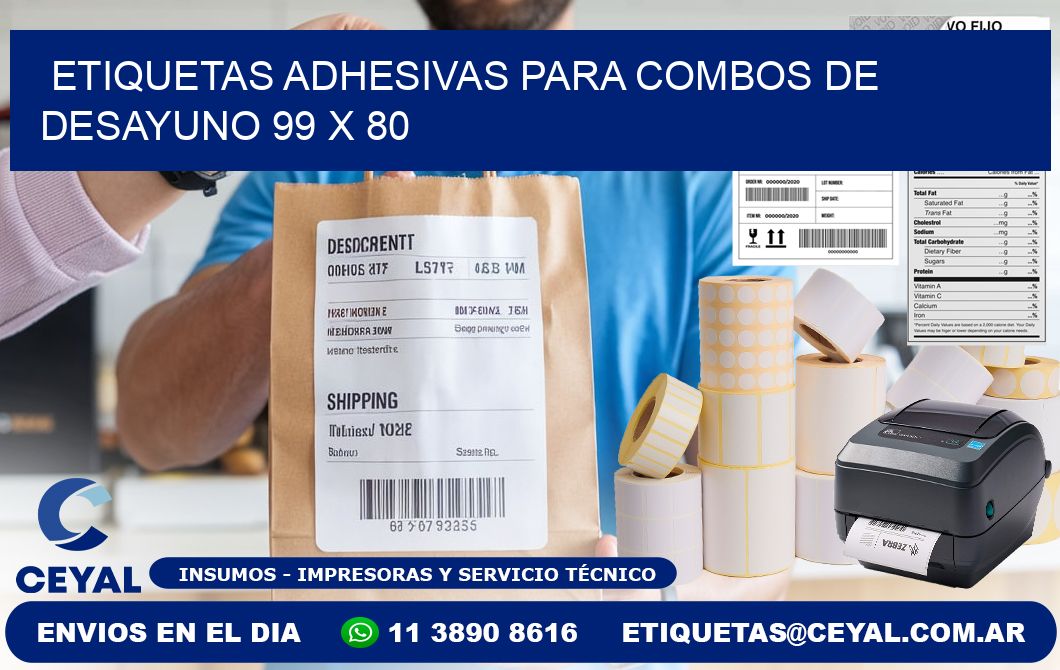 Etiquetas adhesivas para combos de desayuno 99 x 80