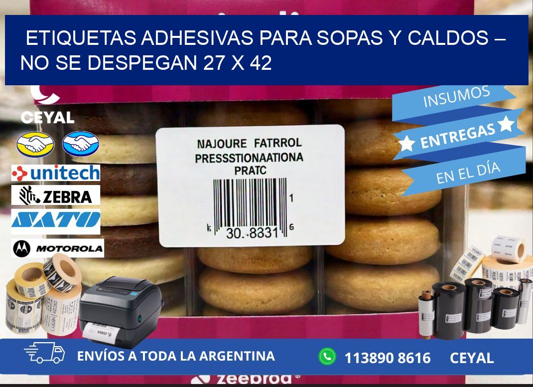 Etiquetas adhesivas para sopas y caldos – No se despegan 27 x 42