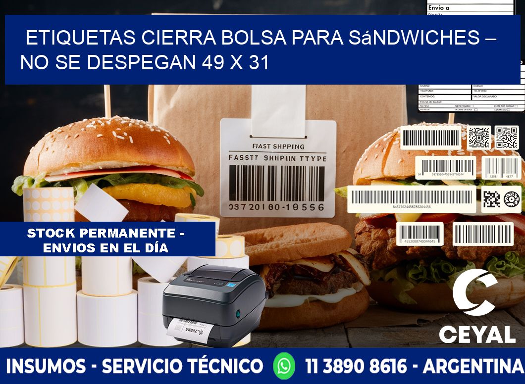 Etiquetas cierra bolsa para sándwiches – No se despegan 49 x 31