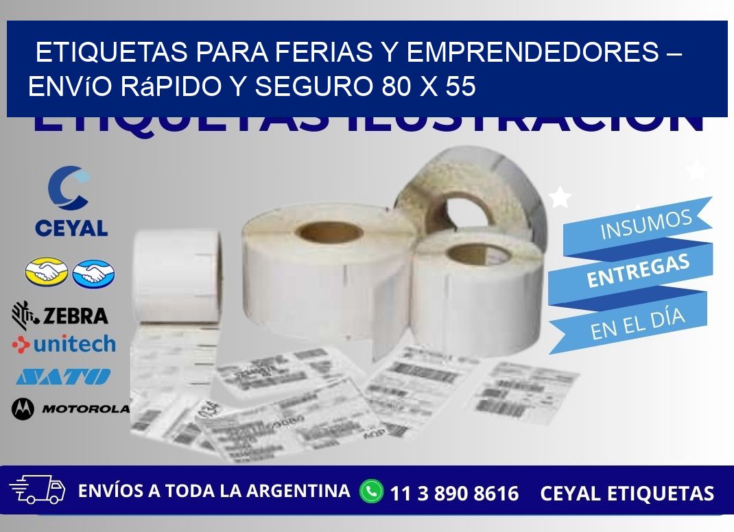 Etiquetas para Ferias y Emprendedores – Envío Rápido y Seguro 80 x 55