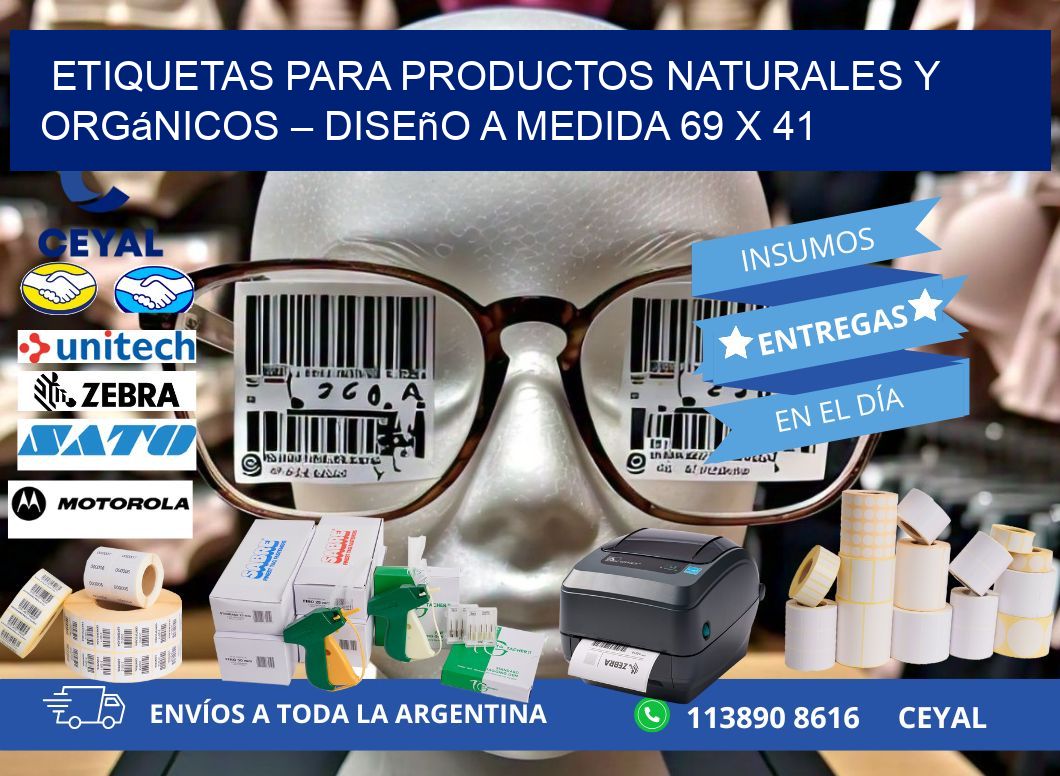 Etiquetas para Productos Naturales y Orgánicos – Diseño a Medida 69 x 41