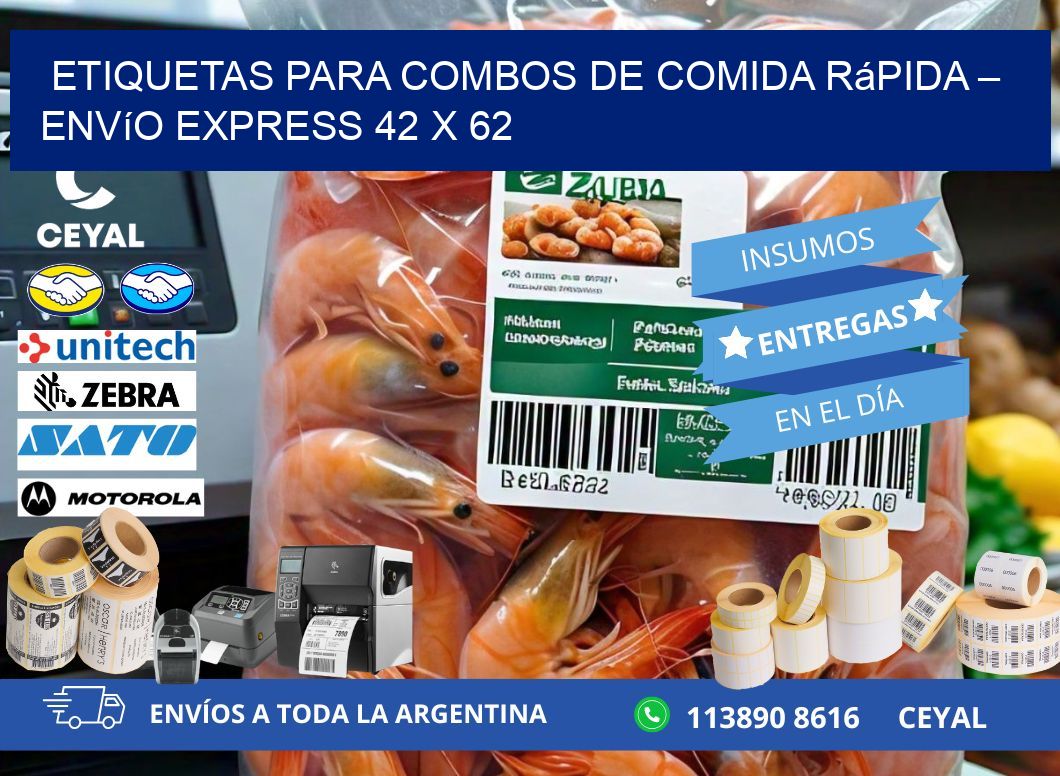 Etiquetas para combos de comida rápida – Envío express 42 x 62