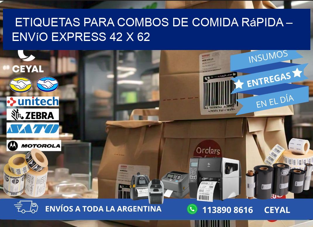 Etiquetas para combos de comida rápida – Envío express 42 x 62