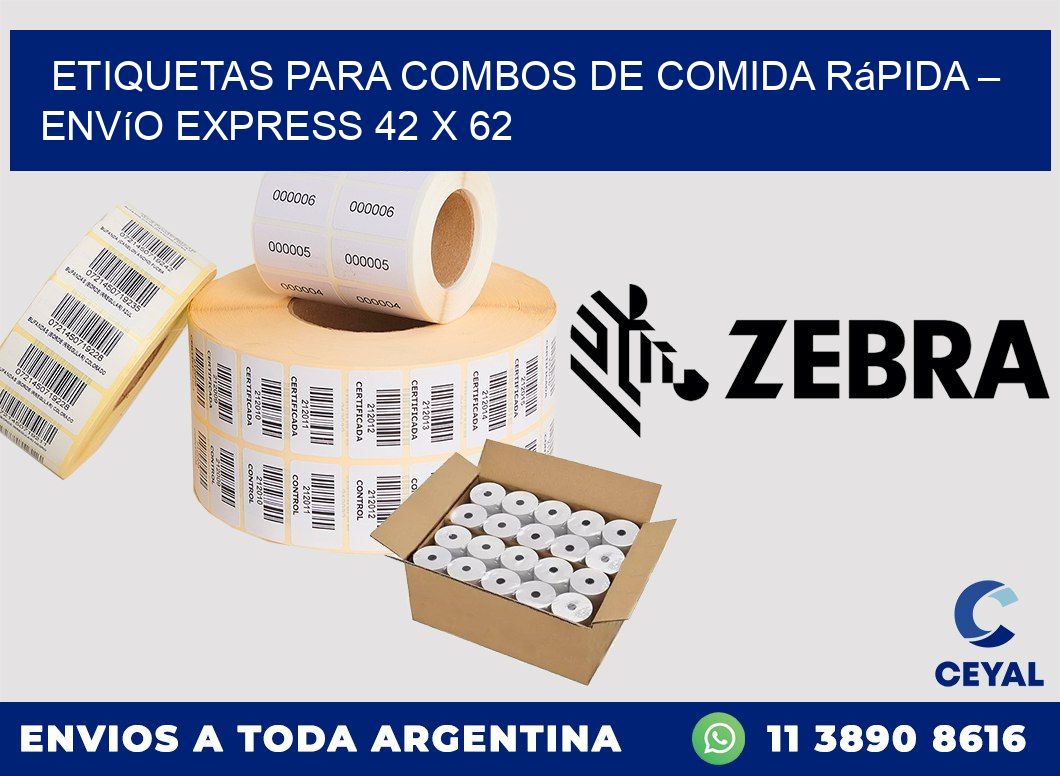 Etiquetas para combos de comida rápida – Envío express 42 x 62