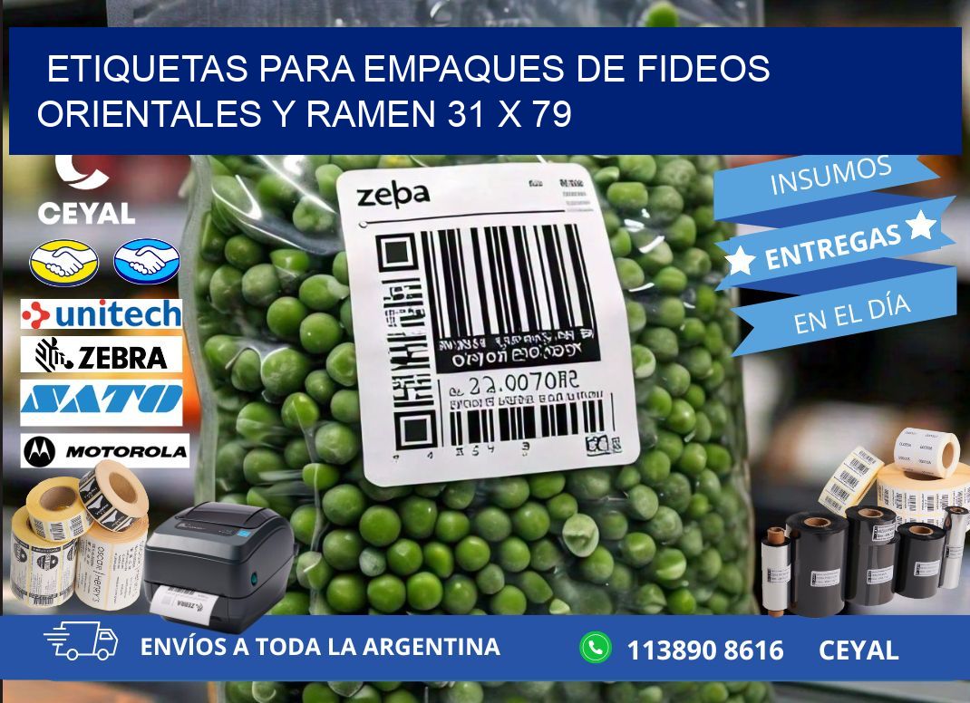 Etiquetas para empaques de fideos orientales y ramen 31 x 79