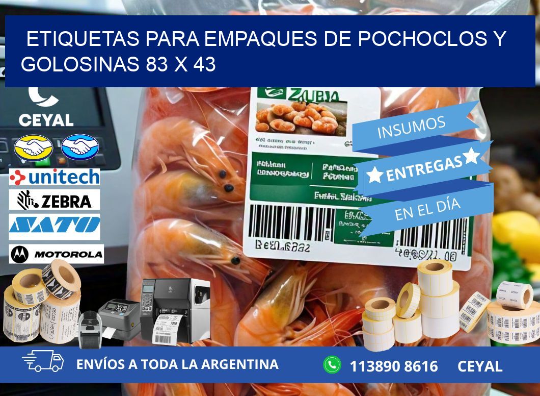 Etiquetas para empaques de pochoclos y golosinas 83 x 43