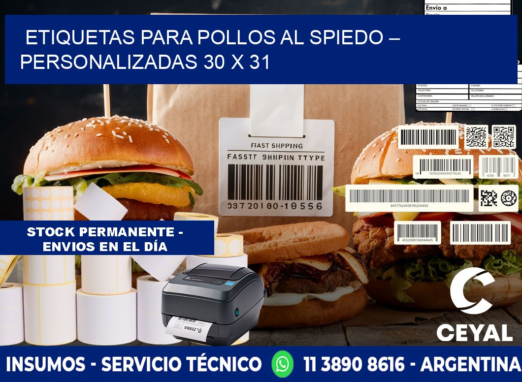 Etiquetas para pollos al spiedo – Personalizadas 30 x 31