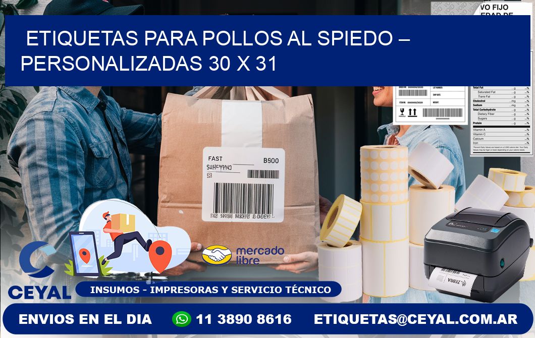 Etiquetas para pollos al spiedo – Personalizadas 30 x 31