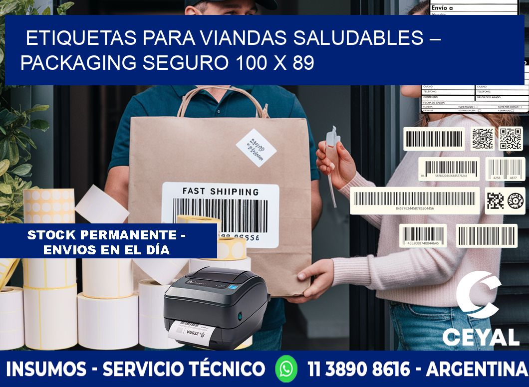 Etiquetas para viandas saludables – Packaging seguro 100 x 89