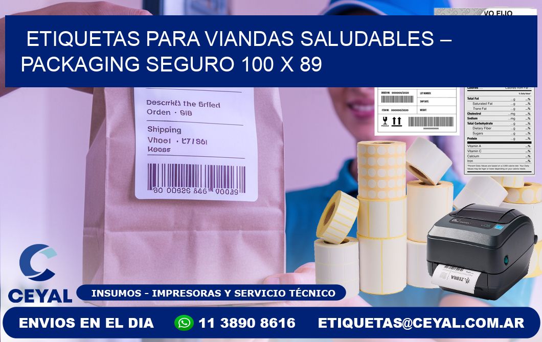 Etiquetas para viandas saludables – Packaging seguro 100 x 89