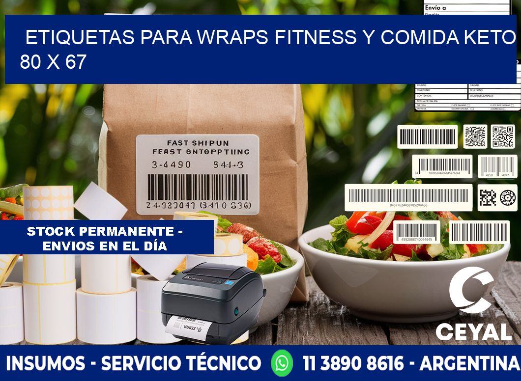 Etiquetas para wraps fitness y comida keto 80 x 67