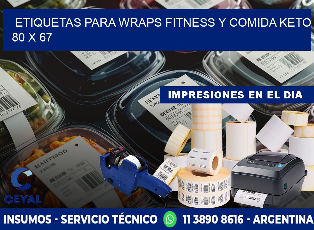 Etiquetas para wraps fitness y comida keto 80 x 67