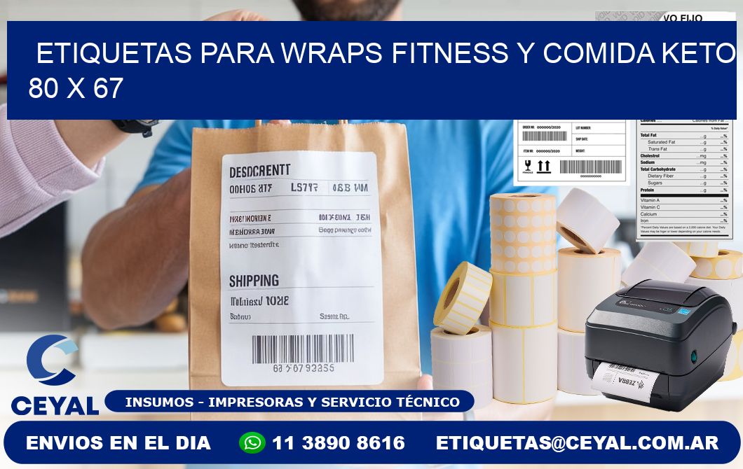 Etiquetas para wraps fitness y comida keto 80 x 67