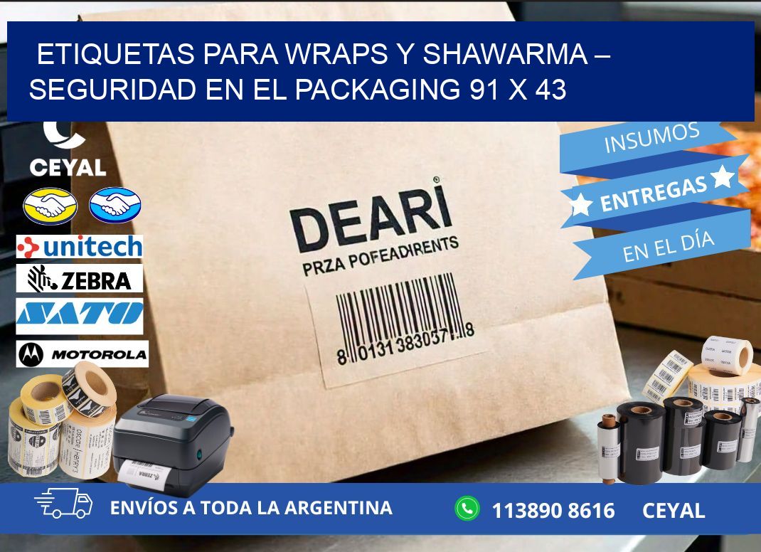 Etiquetas para wraps y shawarma – Seguridad en el packaging 91 x 43