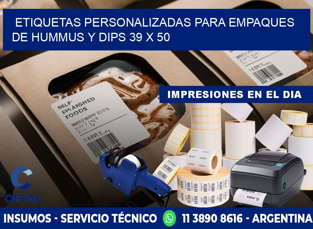 Etiquetas personalizadas para empaques de hummus y dips 39 x 50