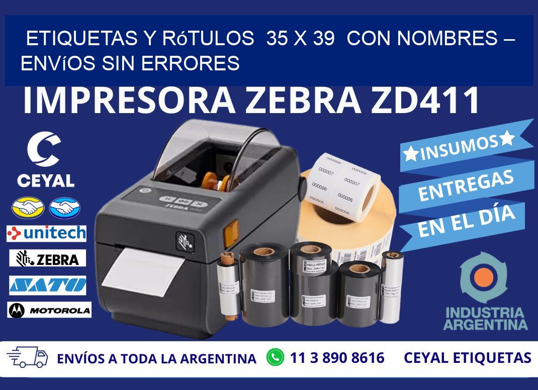 Etiquetas y Rótulos  35 x 39  con Nombres – Envíos sin Errores