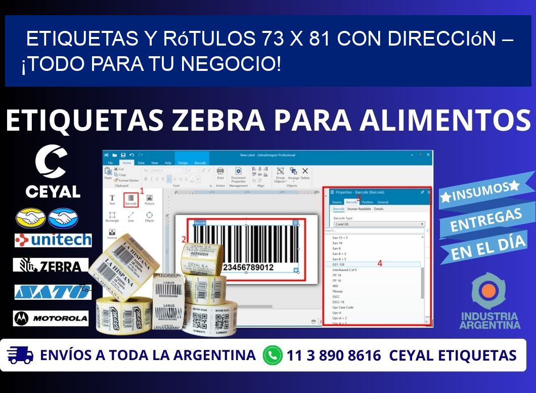 Etiquetas y Rótulos 73 x 81 con Dirección – ¡Todo para tu Negocio!