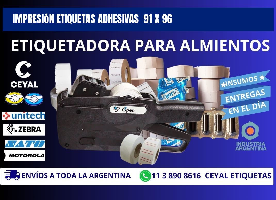 Impresión Etiquetas adhesivas  91 x 96