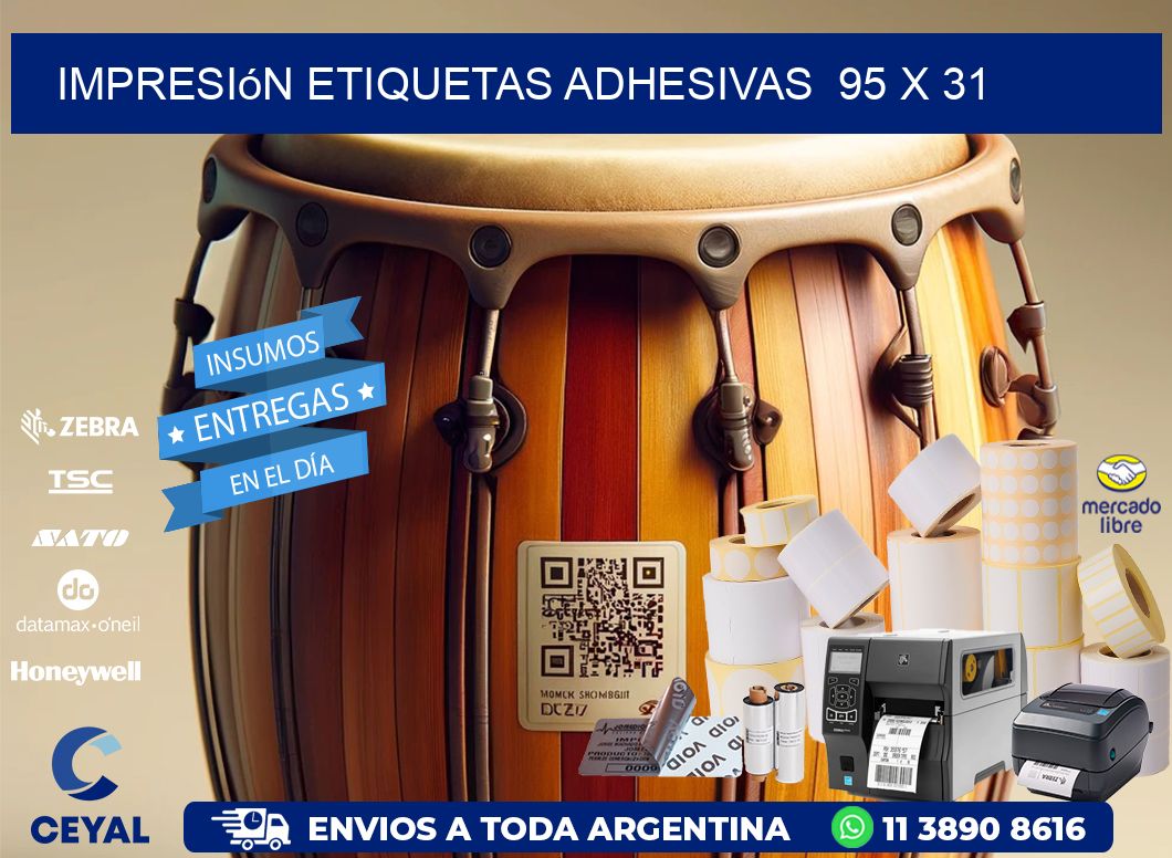 Impresión Etiquetas adhesivas  95 x 31