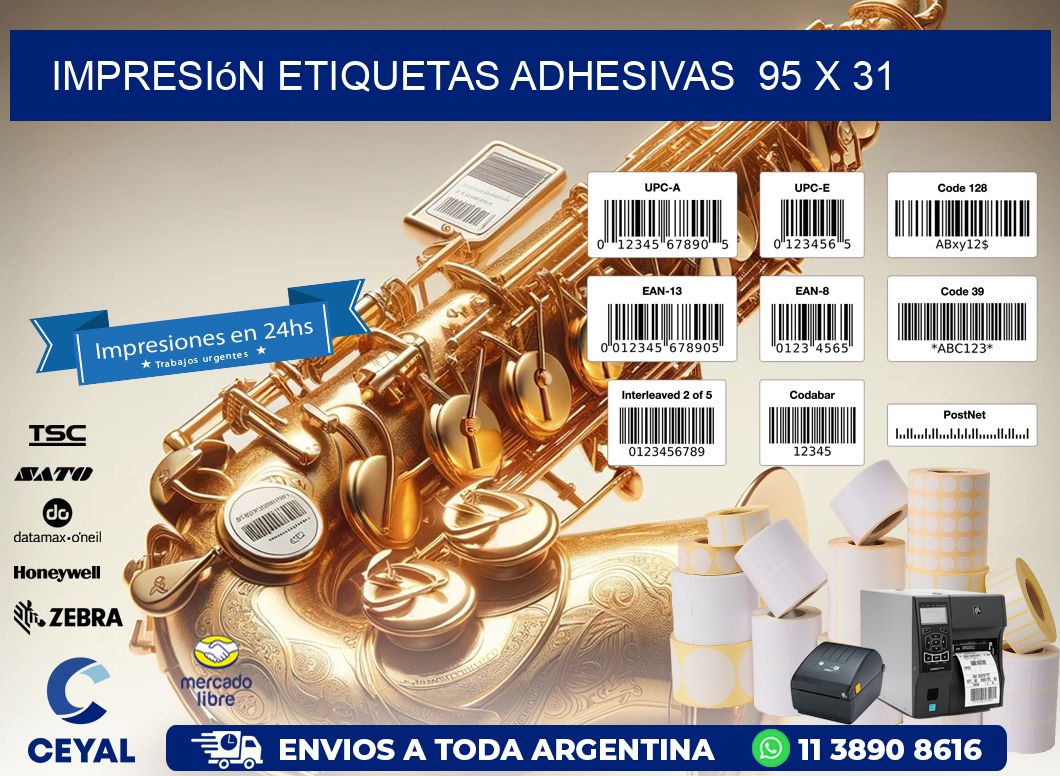 Impresión Etiquetas adhesivas  95 x 31