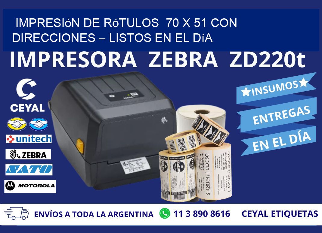 Impresión de Rótulos  70 x 51 con Direcciones – Listos en el Día